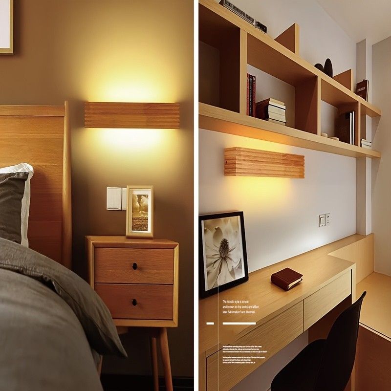 LED-Wandleuchte aus Holz – Warmes Licht