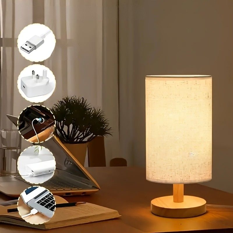 Schreibtischlampe in Leinen