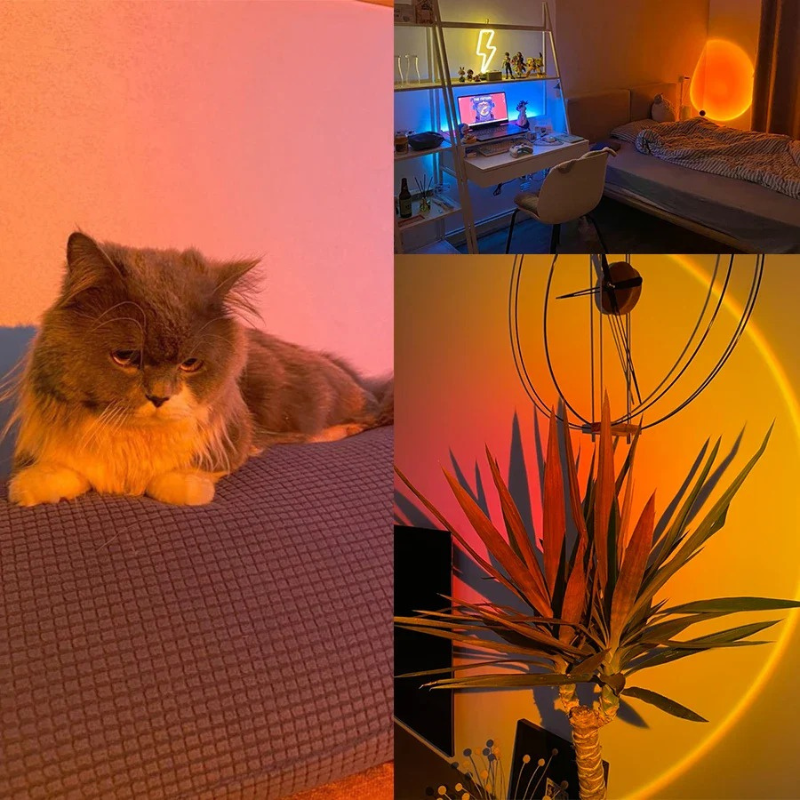 Bunte LED-Kugel-Sonnenuntergangslampe mit Regenbogen-Lichteffekten