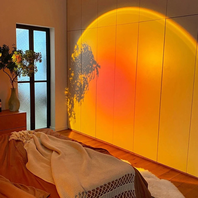 Bunte LED-Kugel-Sonnenuntergangslampe mit Regenbogen-Lichteffekten