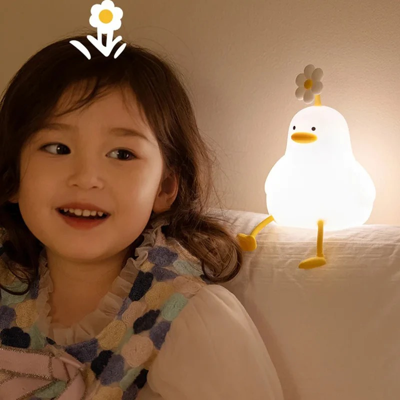 Niedliches Nachtlicht für Kinder in Entenform mit warmem Licht und einstellbarer Helligkeit