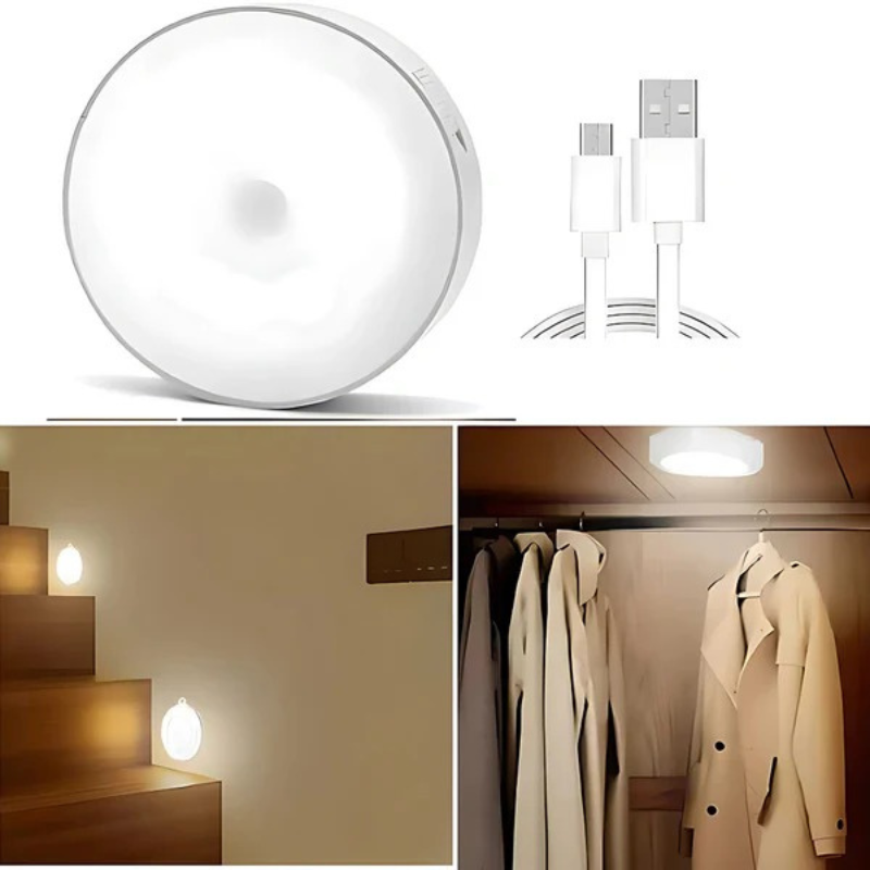 Wiederaufladbare LED-Bewegungsmelderleuchte mit Magnetbefestigung, automatische Beleuchtung für Flure, Schlafzimmer und Treppenhäuser.