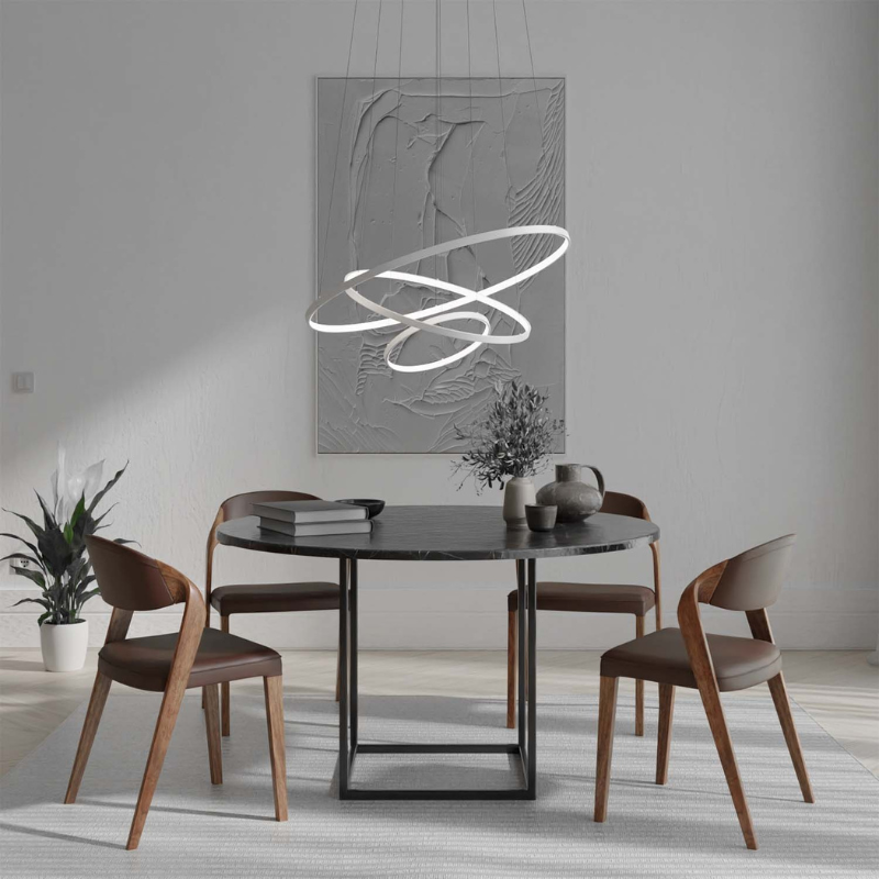 Moderne Pendelleuchte mit drei schwebenden LED-Ringen in minimalistischem Designschwebende-led-ring-pendant-light.