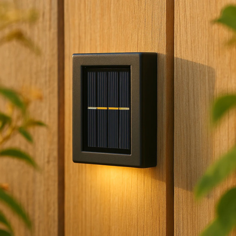 SolarGlow LED-Außenwandleuchte, solarbetrieben mit warmweißem Licht, wasserdichtes Design gemäß IP65 und optionalem Bewegungsmelder für Terrassen, Gärten und Balkone.