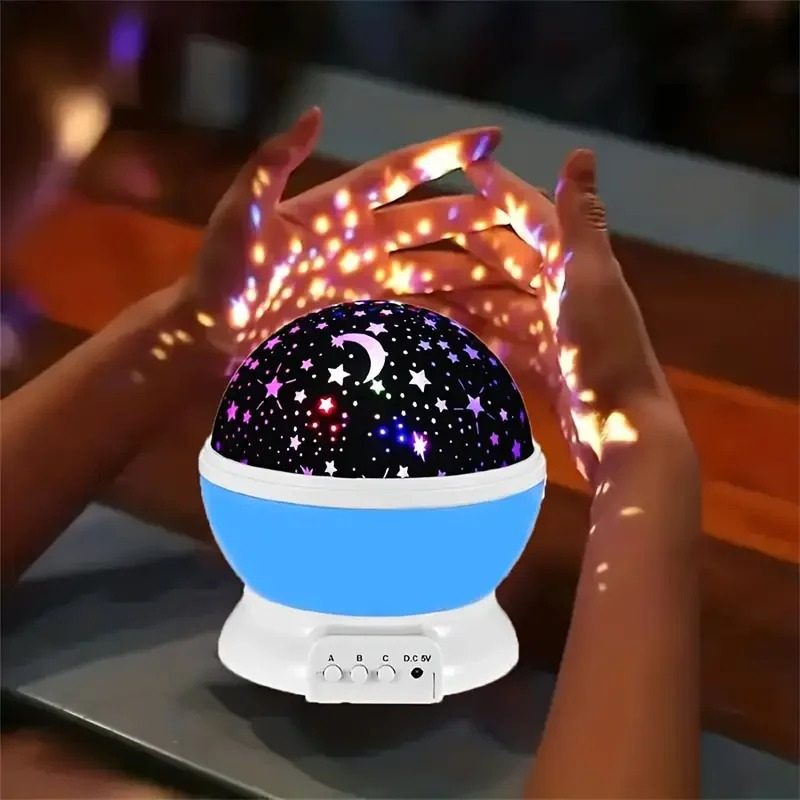 Sternprojektor-Nachtlicht für Kinder mit mehreren Farben, Musik und USB-aufladbarem Design.