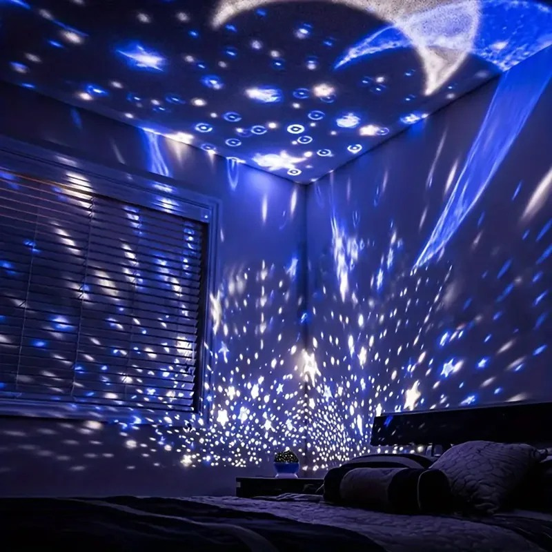 Sternprojektor-Nachtlicht für Kinder mit mehreren Farben, Musik und USB-aufladbarem Design.