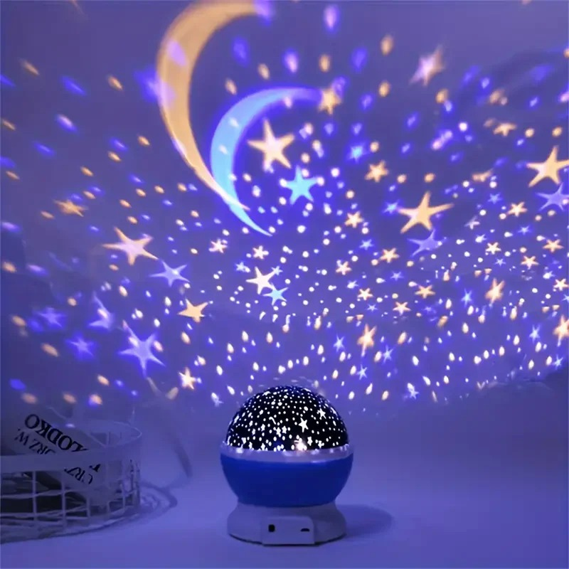 Sternprojektor-Nachtlicht für Kinder mit mehreren Farben, Musik und USB-aufladbarem Design.