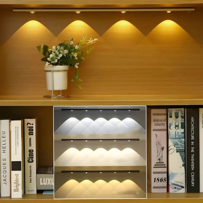 Drahtlose LED-Leuchte mit Bewegungssensor, wiederaufladbar und dimmbar, in verschiedenen Längen für die Beleuchtung zu Hause erhältlich.