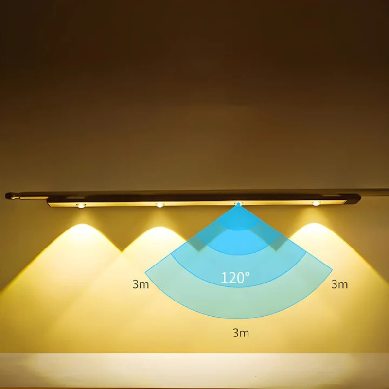 Drahtlose LED-Leuchte mit Bewegungssensor, wiederaufladbar und dimmbar, in verschiedenen Längen für die Beleuchtung zu Hause erhältlich.