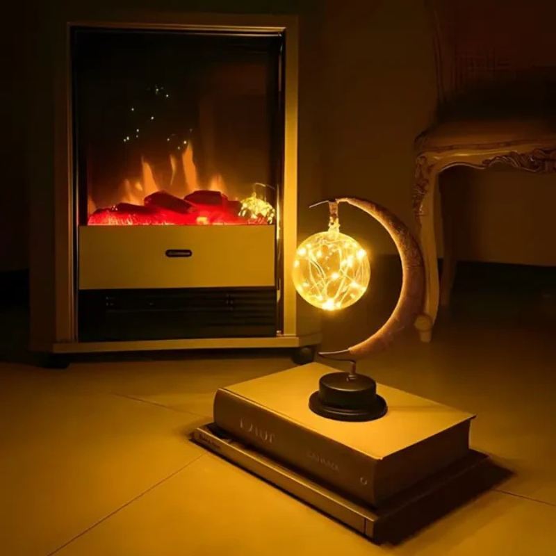 Mondförmige LED-Lampe aus Glas mit weichem, warmem Licht, batteriebetrieben