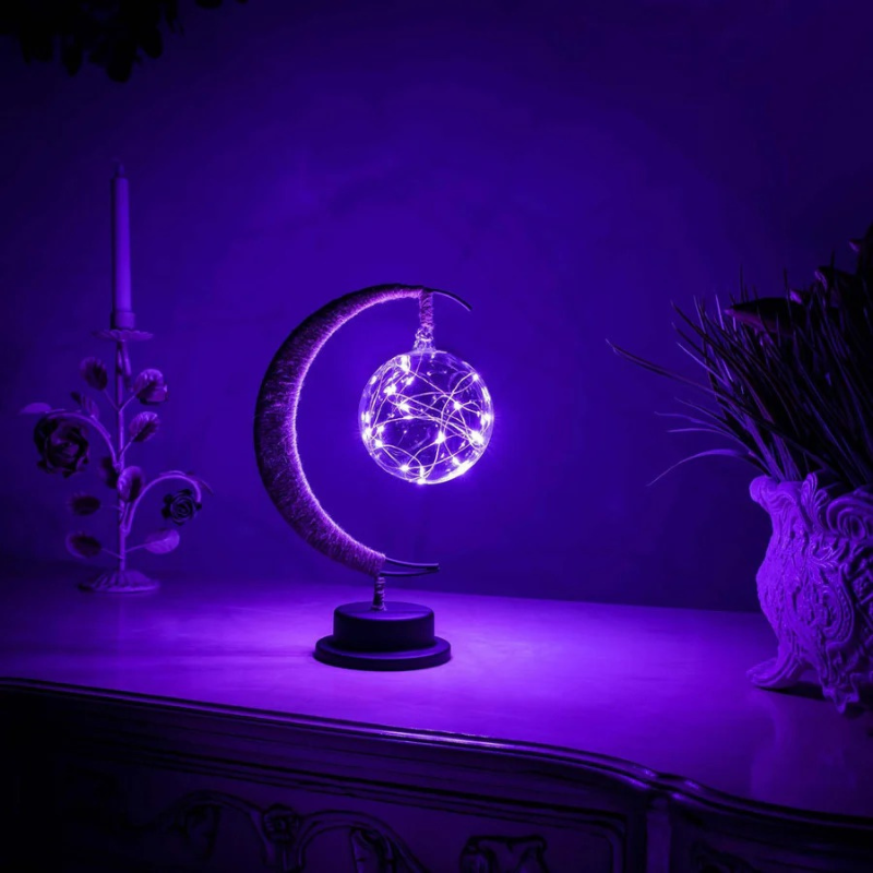 Mondförmige LED-Lampe aus Glas mit weichem, warmem Licht, batteriebetrieben