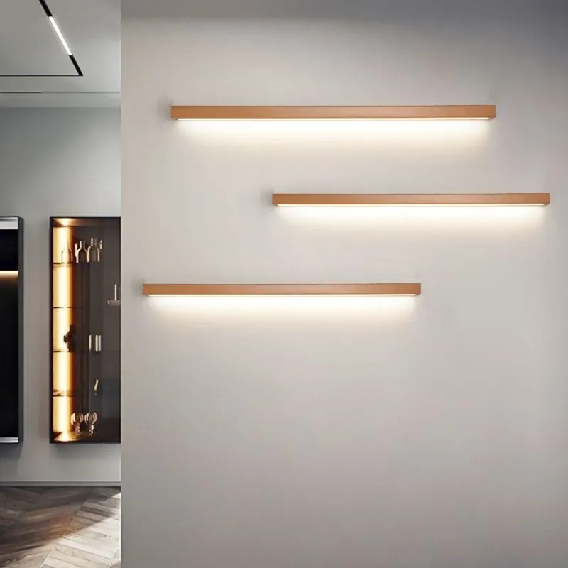 Rechteckige Wandleuchte aus Holz mit Acryldiffusor, 60 cm lang, mit zwei Lichtquellen