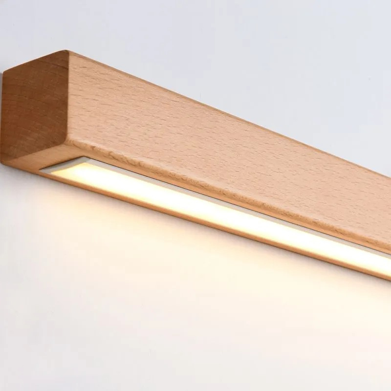 Rechteckige Wandleuchte aus Holz mit Acryldiffusor, 60 cm lang, mit zwei Lichtquellen
