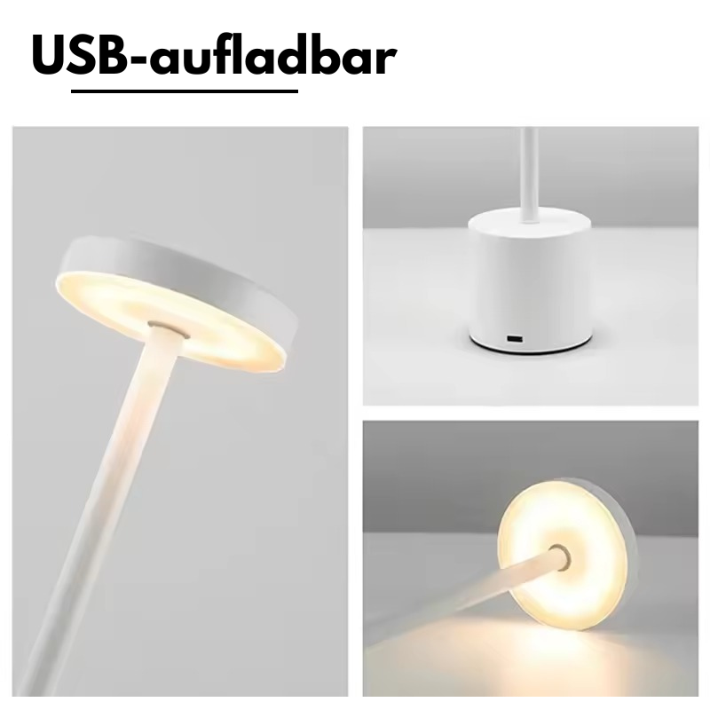 Kabellose, wiederaufladbare Tischlampe im Retro-Stil mit dimmbarem, warmem LED-Licht