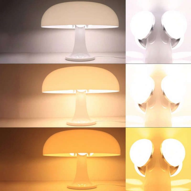 Minimalistische LED-Tischleuchte in Pilzform mit dimmbarem, warmem Licht im nordischen Mid-Century-Stil