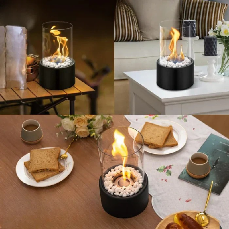Moderne tragbare Glaslaterne mit flackerndem Lichteffekt