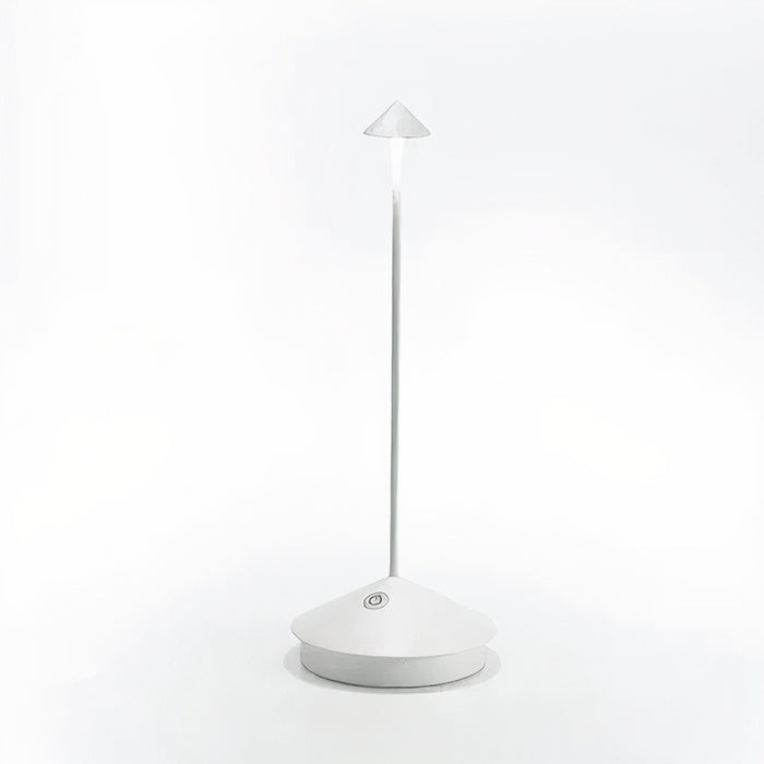 Schlanke moderne kabellose LED-Tischleuchte mit dimmbarem warmem Licht für den Innen- und Außenbereich