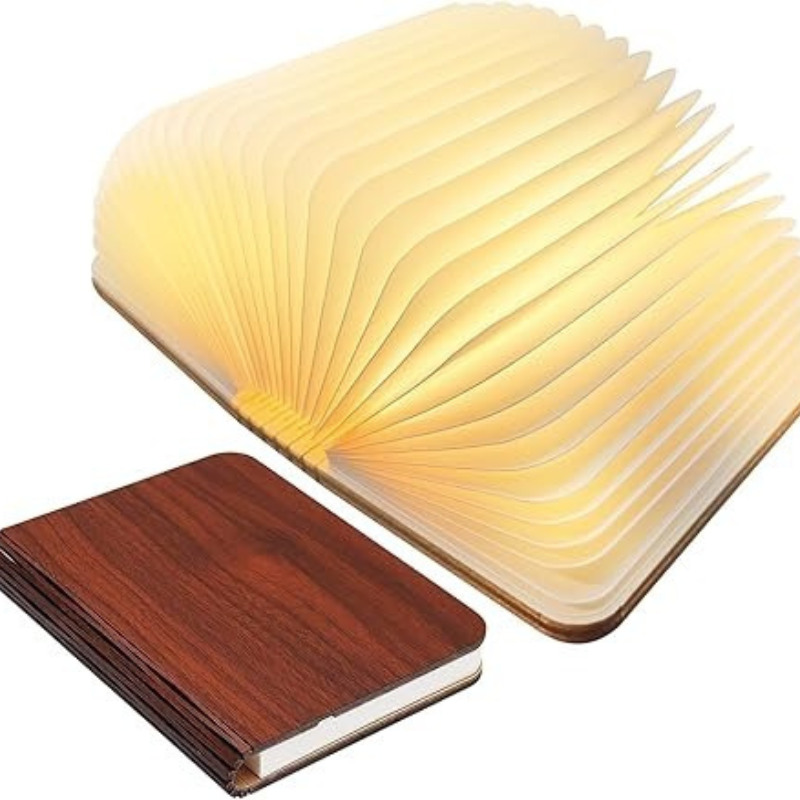 Mystische LED-Lampe in Buchform, faltbares Design mit warmem Licht, tragbar und wiederaufladbar für Schlafzimmer oder Arbeitszimmer.