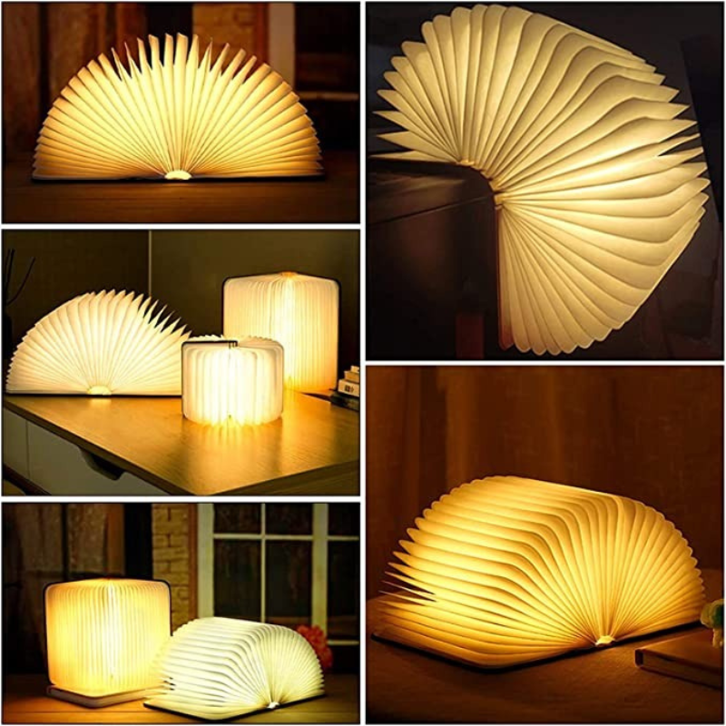 Mystische LED-Lampe in Buchform, faltbares Design mit warmem Licht, tragbar und wiederaufladbar für Schlafzimmer oder Arbeitszimmer.