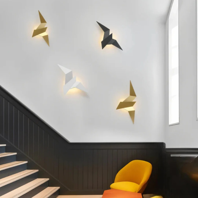 Wandleuchte im Origami-Stil im japanischen Design mit warmer LED-Beleuchtung für Schlafzimmer, Wohnzimmer oder Flur