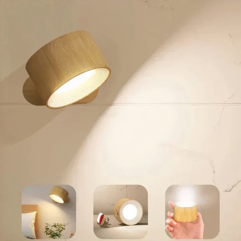 Kompakte kabellose LED-Wandleuchte mit Touch-Steuerung, 360°-Drehung und Magnethalterung
