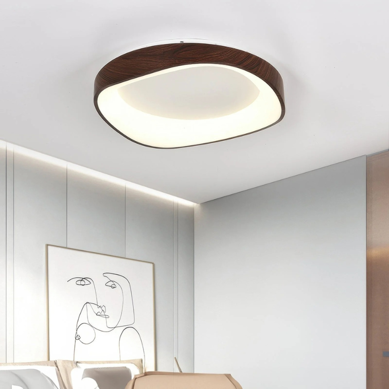Skandinavische Holzdeckenleuchte mit LED-Beleuchtung, umweltfreundliche moderne Deckenleuchte im Naturholzdesign, in verschiedenen Größen erhältlich.