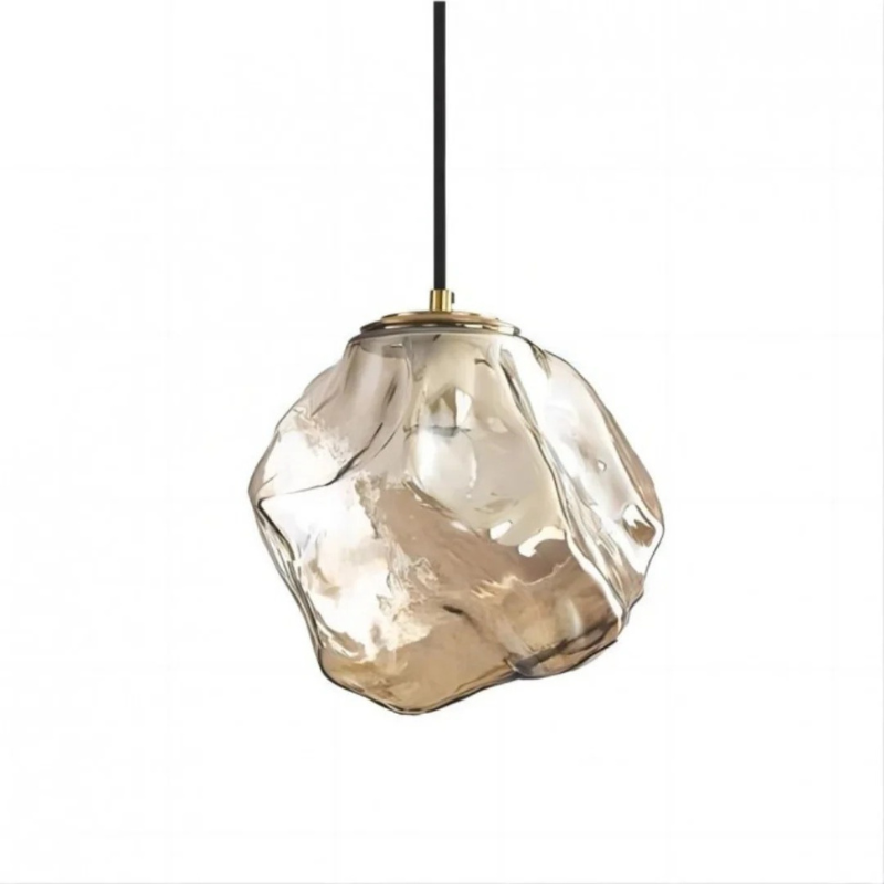 Elegante Glas-Pendelleuchte mit Kupferfinish und dimmbarer dreifarbiger LED-Beleuchtung, ideal für Esszimmer oder Schlafzimmer.