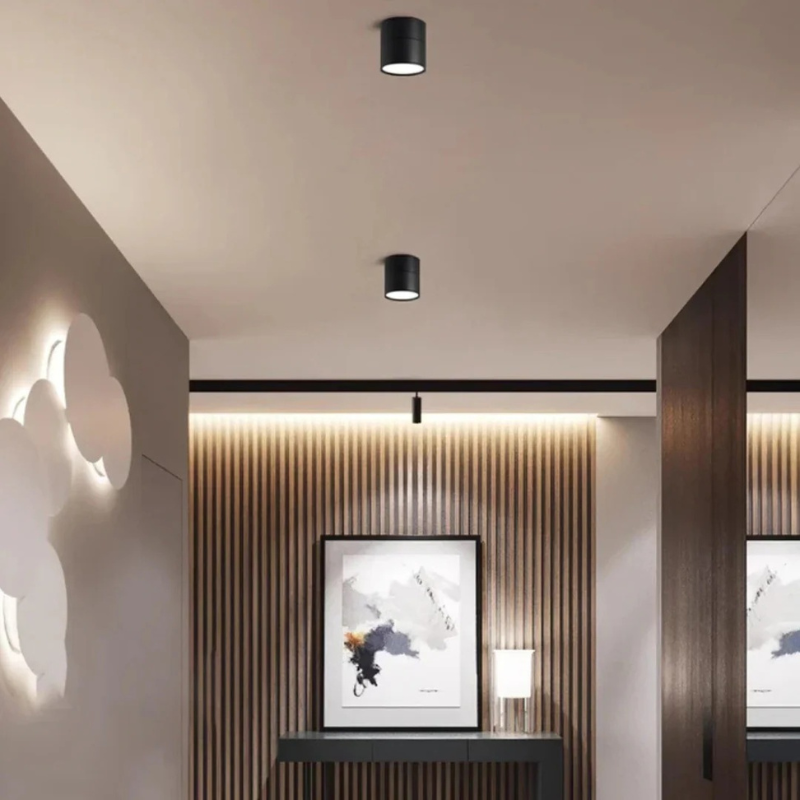 Verstellbare moderne LED-Deckenleuchte mit drehbarem Kopf in minimalistischem Aluminiumdesign, ideal für Wohnzimmer, Schlafzimmer und Flure.