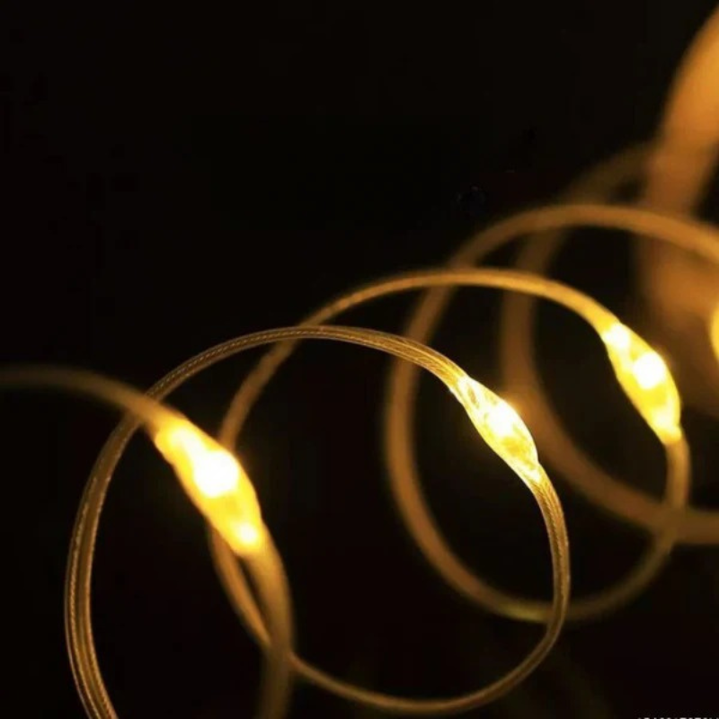 Wasserdichte 10-Meter-LED-Lichterkette mit USB-Aufladung, strapazierfähiges Design für Garten, Balkon und Camping.